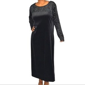 Diane Von Furstenberg The Color Authority Black Velvet Burnout Maxi Dress Size L
